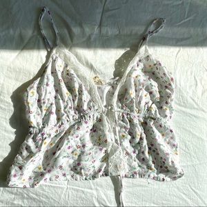 floral tie front top